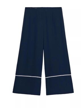Zara Navy Wide-Leg Shorts with Contrast Stitching